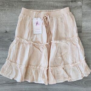 Love Tree Tiered Ruffled Mini Skirt "Natural" Light Pink Tone NWT